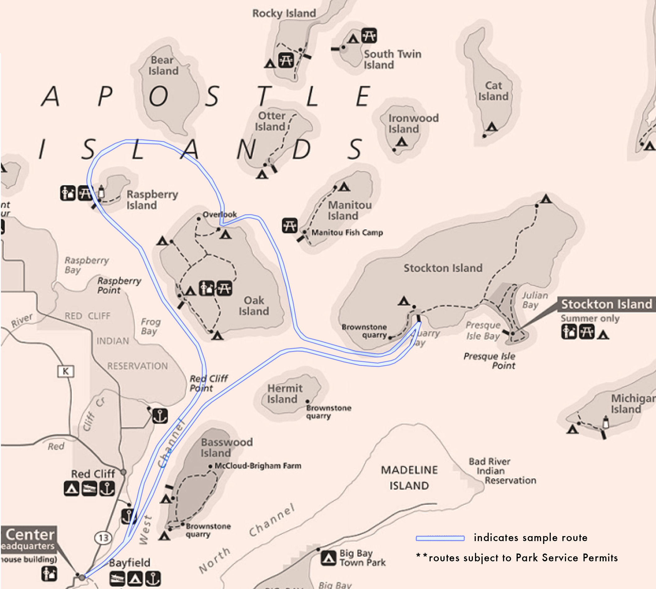 Apostle Islands Sea Kayaking Map