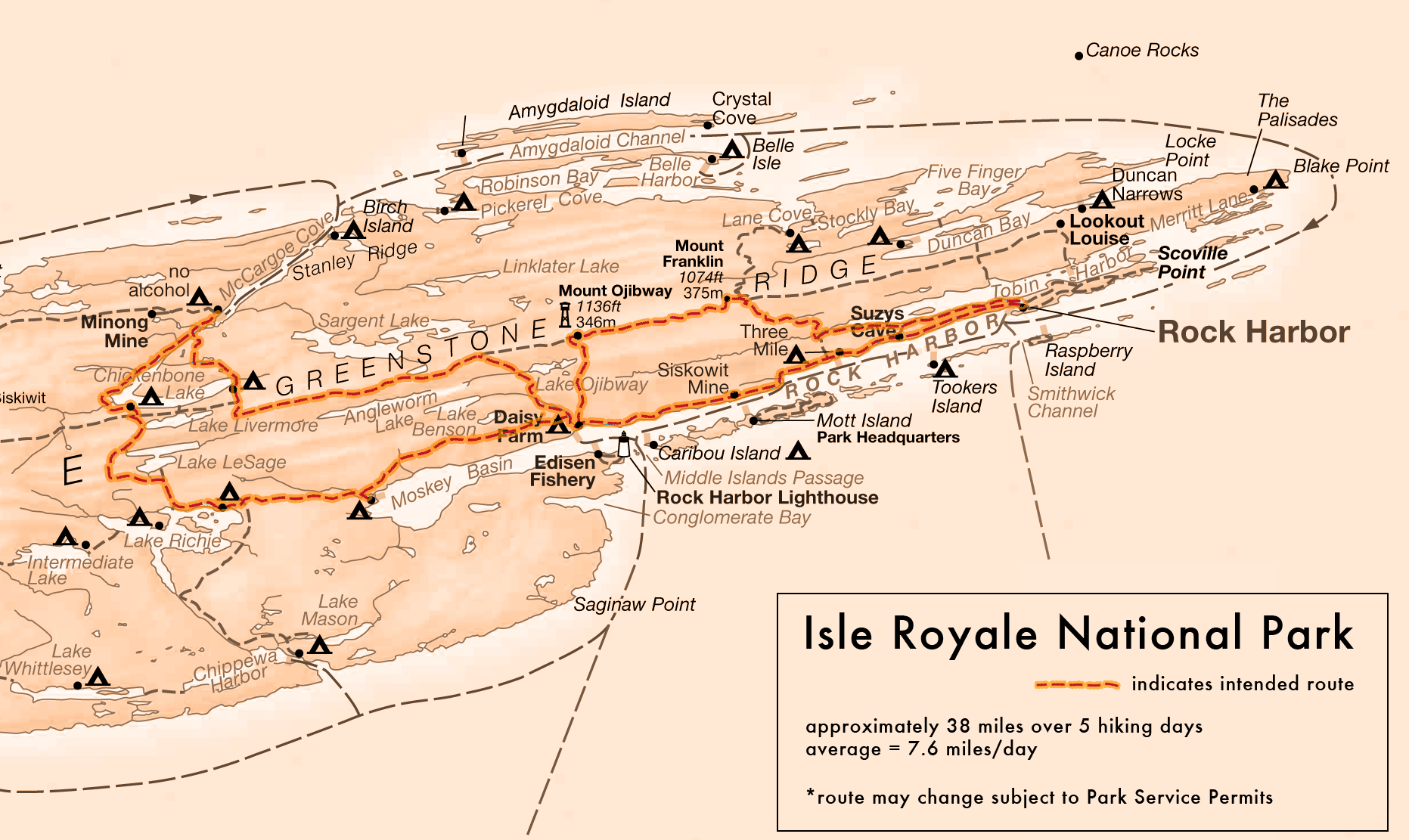 Isle Royal Trip Map