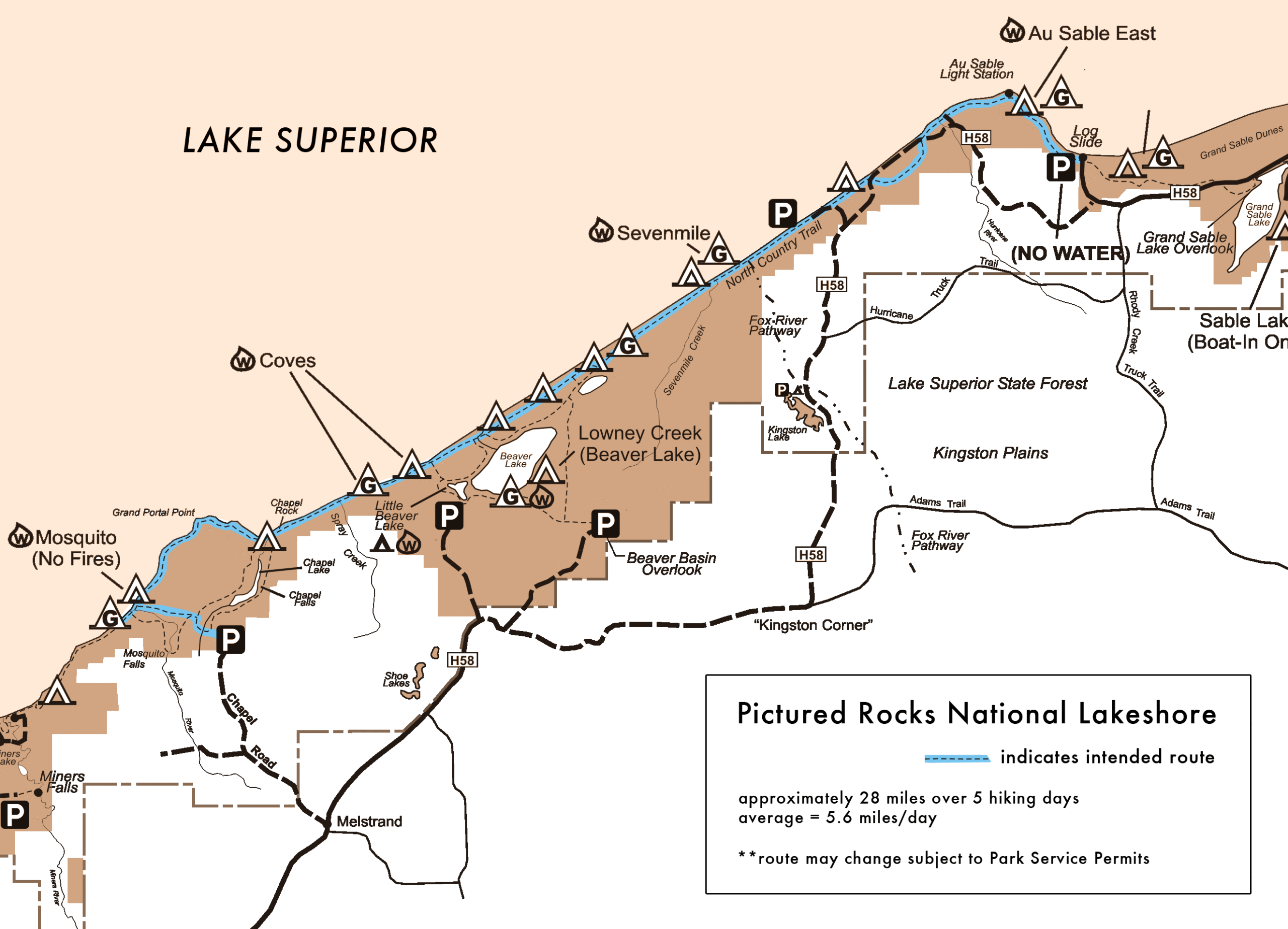 Pictured Rocks Trip Map